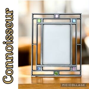 FRAME Photo Connoissur Dark Silver Tone Colorful Glass Design Front Glass